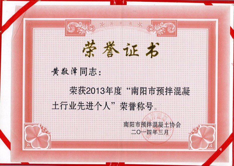 2013南阳混凝土先进个人