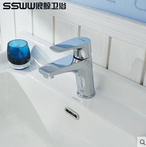 SSWW浪鲸卫浴全铜冷热面盆龙头单把单孔脸盆洗手盆水龙EFT11504