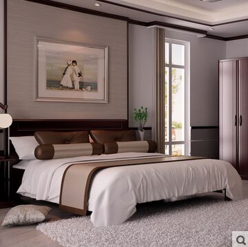 双叶家具全实木双人床水曲柳新中式床卧室家具婚床1.5米1.8米大床