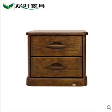 双叶家具 实木中式现代 储物屉柜 简约两屉床头柜