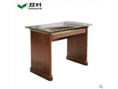 双叶家具 实木中式现代 玻璃面休闲学习桌卧室梳妆台梳妆桌带抽屉图1