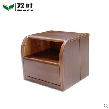 双叶家具 实木现代中式 高端大气 可储物带隔板卧室床头柜