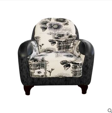 双叶家具 现代 卧室沙发实木皮布艺沙发主人椅坐具椅子