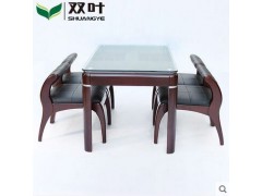 双叶家具全实木餐桌椅组合4人小户型水曲柳木长方形餐桌一桌四椅图1