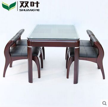 双叶家具全实木餐桌椅组合4人小户型水曲柳木长方形餐桌一桌四椅