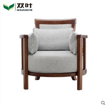双叶家具 实木 布艺中式 简约大方时尚卧房椅书房椅子 舒适椅子