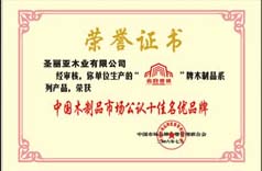 中国木制品市场公认十佳名优品牌