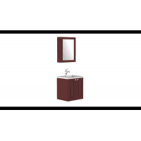 JOMOO九牧60公分悬挂式浴室柜A2214-115A  605*465*1800mm  生态免漆板+橡胶木  红棕色+胡桃红  自洁釉陶瓷一体盆  无铜环保镜  不锈钢缓冲铰链