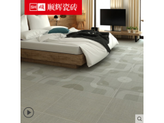 顺辉瓷砖 灰色客厅仿古砖600x600防滑阳台水泥砖地板砖 亚麻风情图1