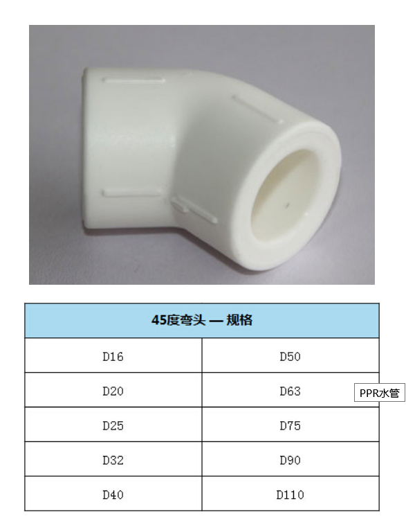 3  天净管 95°防爆管-白色PPR 45°弯头  2