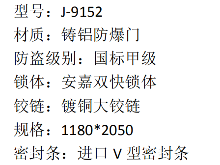 3 安嘉铸铝防爆门 J-9152 6800  2