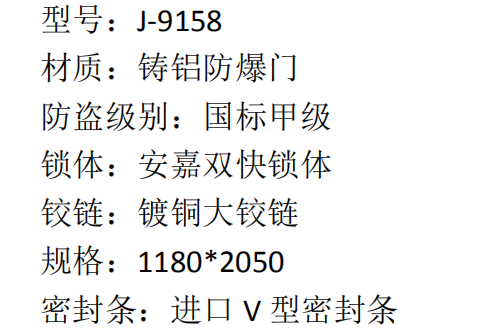 5 安嘉铸铝防爆门 J-9158 6800  2