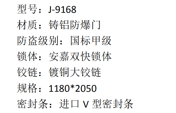 12 安嘉铸铝防爆门 J-9168 6800  2