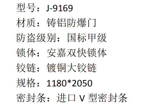 13 安嘉铸铝防爆门 J-9169 5680  2