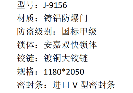 20 安嘉铸铝防爆门 J-9156 7460  2