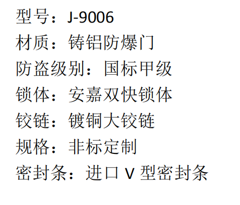 46 安嘉铸铝防爆门 J-9006 8420  2