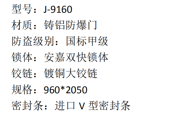 23 安嘉铸铝防爆门 J-9160 5680  2