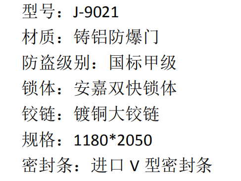 52 安嘉铸铝防爆门 J-9021 5680  2