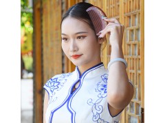 玉尚您红檀梳子镶嵌独山玉平安扣送女友 母亲节礼物 情人节礼物图2