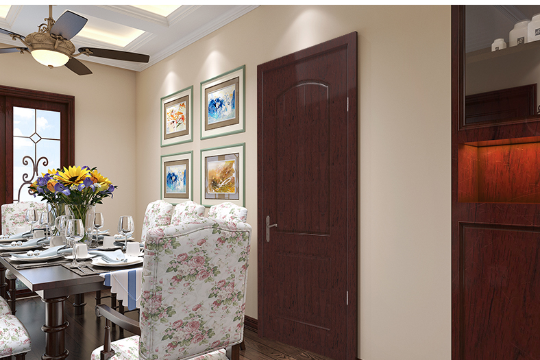 美心木门 现代欧式卧室门油漆实木复合房门定制套装门3578