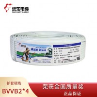 远东电线电缆 BVVB 2*4平方国标家装用2芯电线铜芯外护硬线 明装敷设 白色 100米