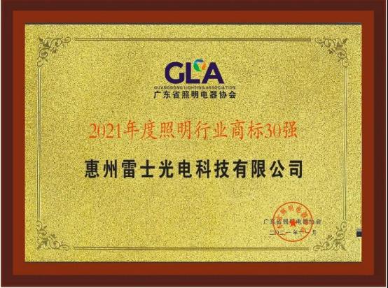 2021年度照明行业商标30强