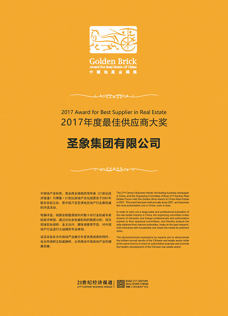 2017金砖奖证书